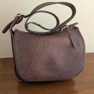 Vintage Coach 9170 Shoulder City Bag Brown Glove Tanned Leather w/ Brass